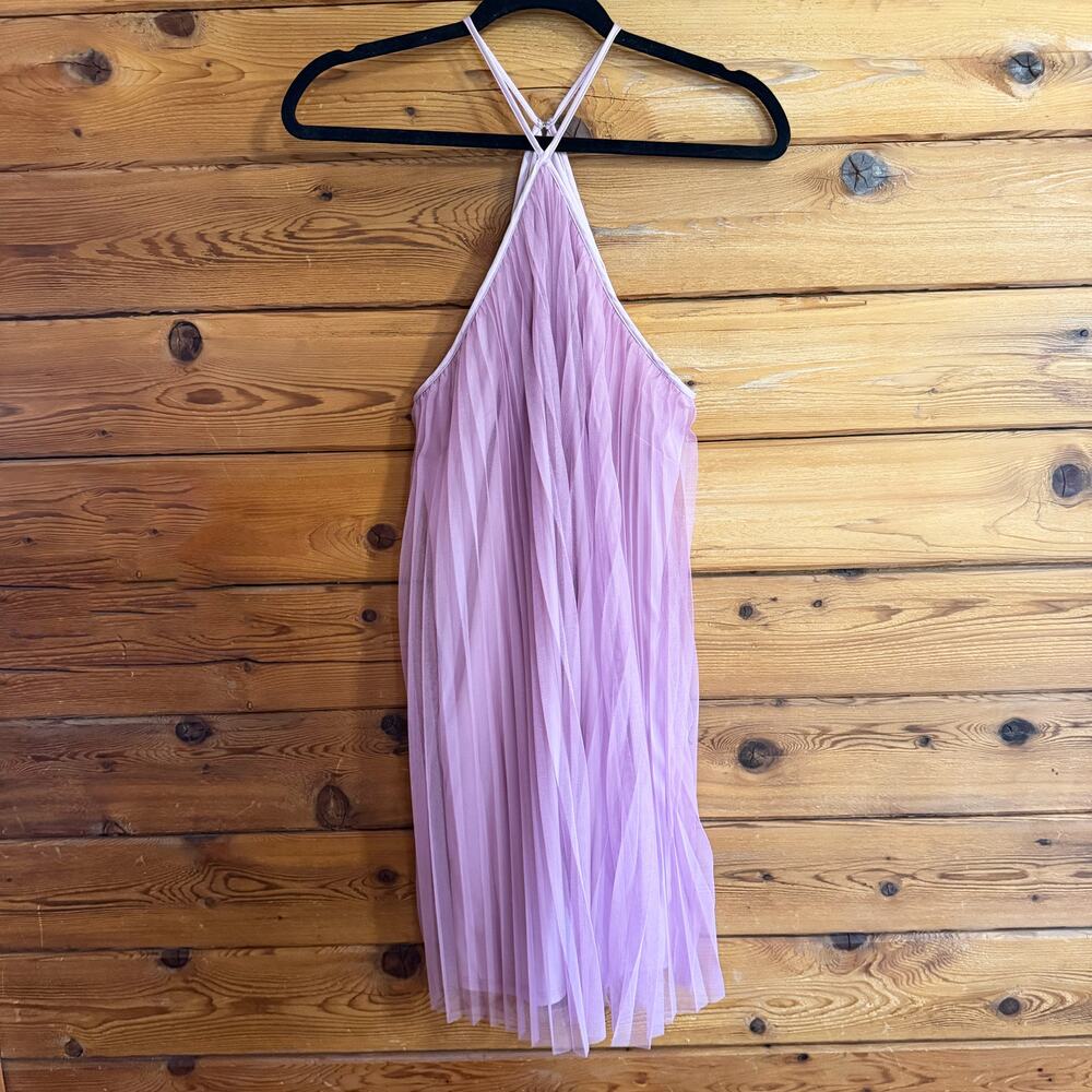 BHLDN Rosette Halter Tulle Shift Mini Dress Small